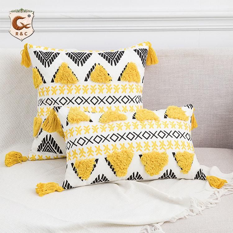 Embroidery New Fashion Plaid Geometric Cushion Cover Pillow Cover Pillowcase Home Decorative Sofa Throw Pillow