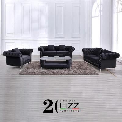Luxury European Chesterfield Style Sectional Fabric Sofa Living Room Furniture