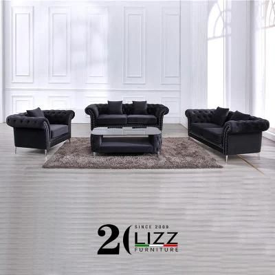 Luxury European Chesterfield Style Sectional Fabric Sofa Living Room Furniture