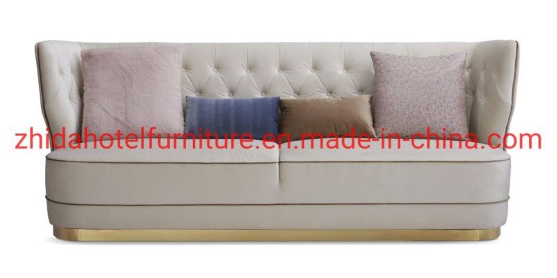 Modern Luxury Hotel Lobby High Back Button Fabric Sofa