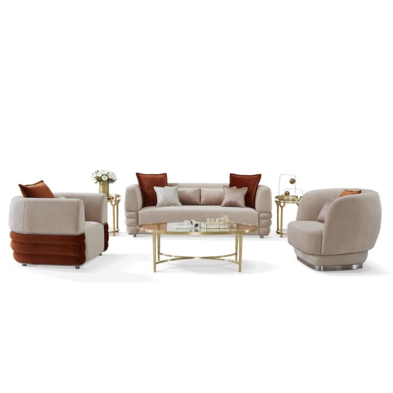 Luxury Style Sofa with Stainless Steel Frame for Living Room