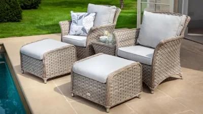 Resin Patio Furniture Armchair Garden Chair Outdoor Furniture Wicker UV-Resistant PE Rattan Sofa and Stool