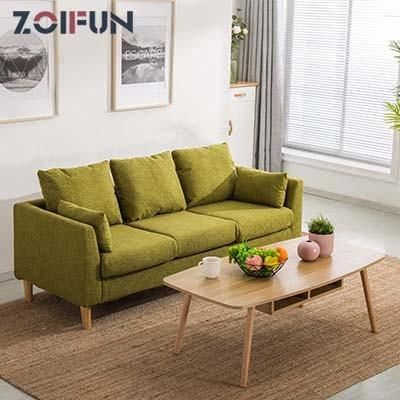 Simple Style Fabric Blue Color Sitting Room Furniture 3 Seaters Sofa