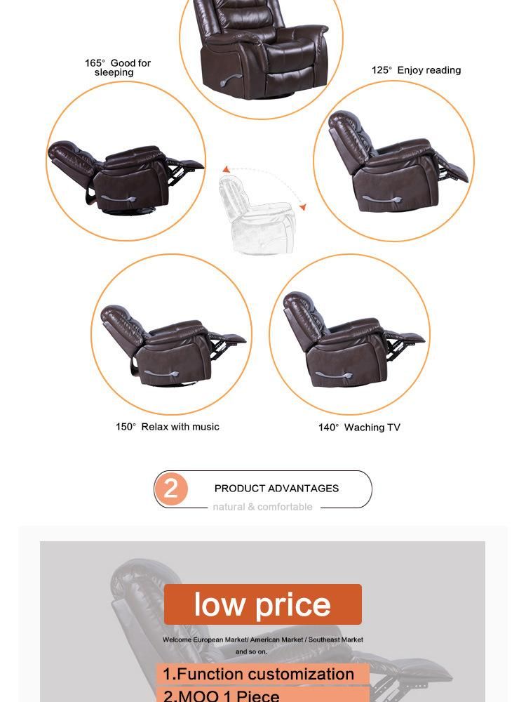 Luxury American Style Modern Design Swivel Glider Recliner Sofa