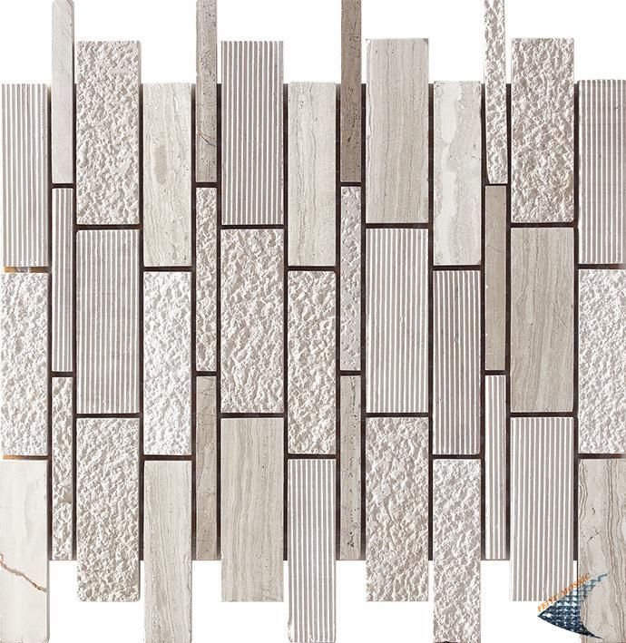 Grey Wood Grain Drawing Surface Stone Mosaic, Used for Sofa, TV Setting Wall