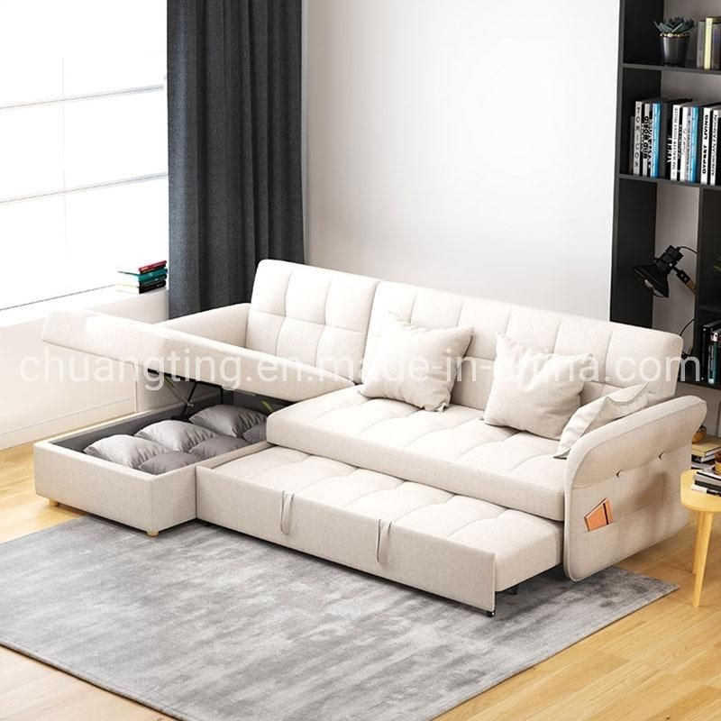 New Arrival Gray Linen Designs Best Quality L Shaped Sectional Modular Sofa Bed for Home Office Furniture Nap