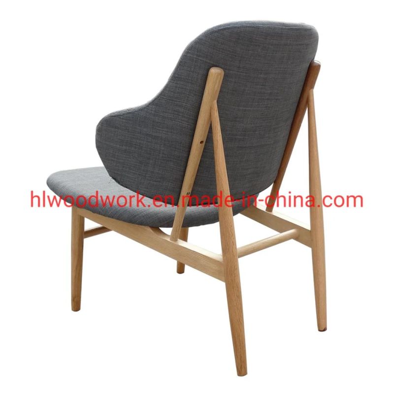 Grey Fabric Back and Cushio Arm Chair with Natural Aok Wood Frame Living Room Coffee Shop Armchair Office Chair Resteraunt Sofa