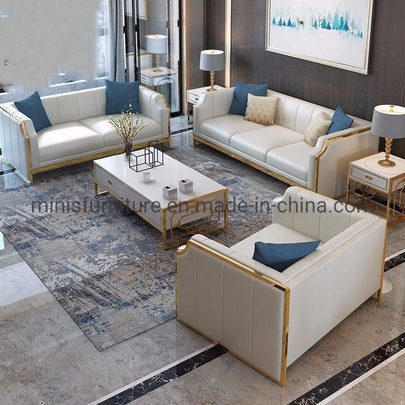 (MN-HSF015) Luxury Hotel Lobby/Home Living Room Genuine Leather Sofa Furniture