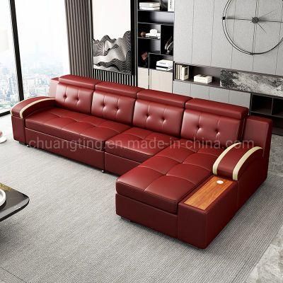Good Design Leather Storage Sofa with Cup Holder