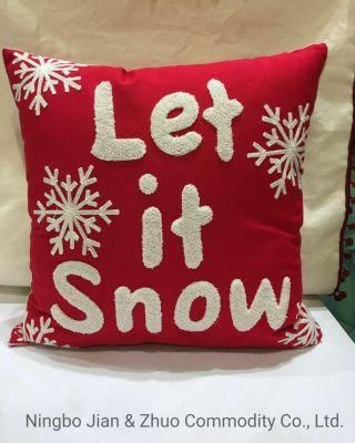 Custom Embroidery Cotton Christmas Pillow Cushion Used for Home Decoration and Cars