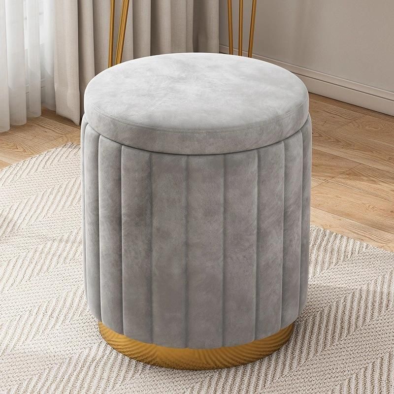 Modern Small Sofa Velvet Covered Fabric Metal Bracket Solid Wood Base Low Price Sofa Stool