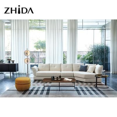 Zhida Factory Latest Modern Design L Shape Couch Set Villa Living Room Furniture Fabric Lounge Sectional Sofa