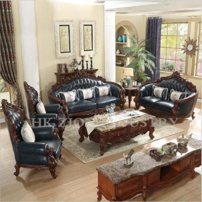 Foshan Top Quality European Antique Style Living Room Sofas Luxury Sofa Living Room Furniture House Sofa Set Hotel Setting Room Cowhide Sofa