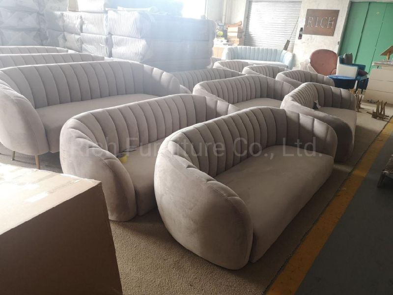 Hot Sell Living Room Shell Sofa Love Seat Two Seat Pink Velvet Sofa