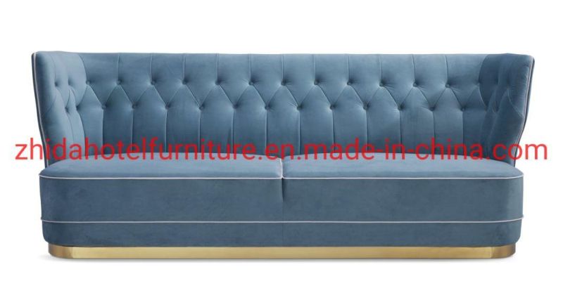Modern Luxury Hotel Lobby High Back Button Fabric Sofa