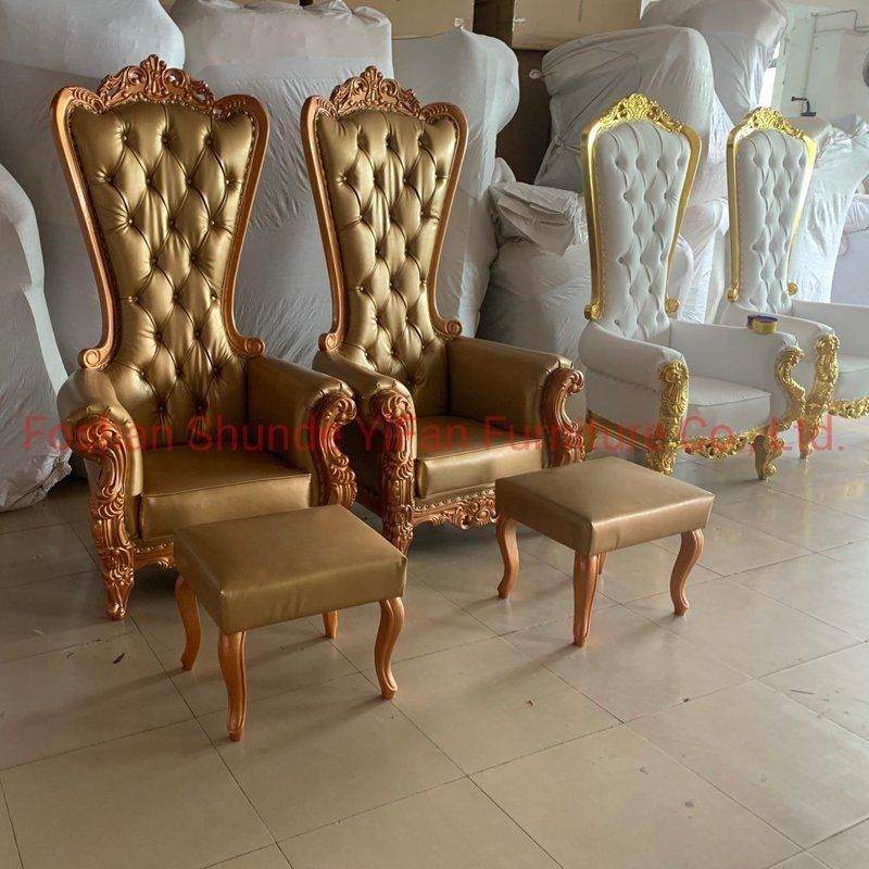 Hotel Lobby Furniture High Back King Throne Wedding Chairs in Optional Sofa Chair Color and Couch Cover Material