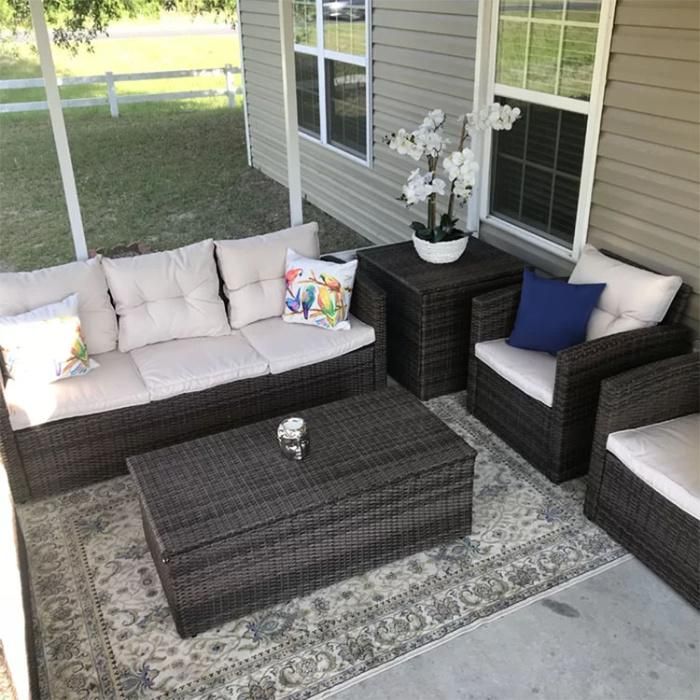 Cheap Price Wicker Garden Sofa 3 Seater Waterproof Rattan Outdoor Sofa