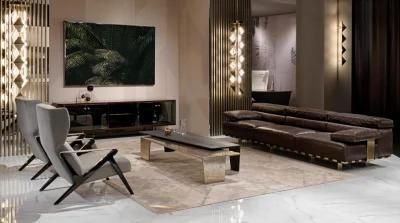 Postmodern Italian Style Genuine Leather Villa Living Room Furniture House Sofa Set Home Furniture Luxury Sofa for Sale