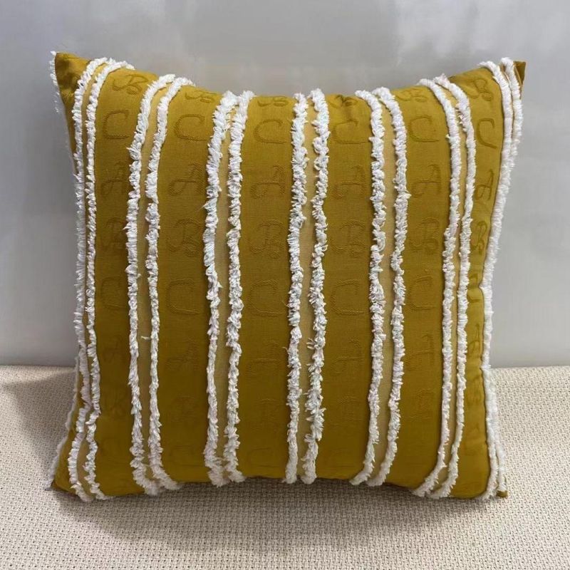 Decor Boho Clipped Jacquard Pillow Cushion for House Warming Striped Jacquard Pillow Case for Bedroom