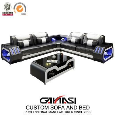 Smart Speaker Home Theater Modern Leather Sofa Furniture with Recliner