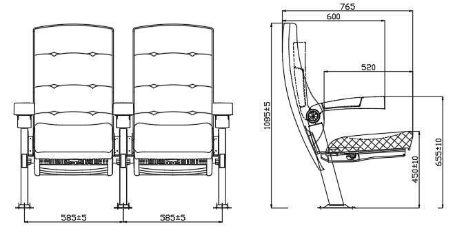 Push Back Home Theater Reclining Media Room Cinema Auditorium Movie Theater Sofa