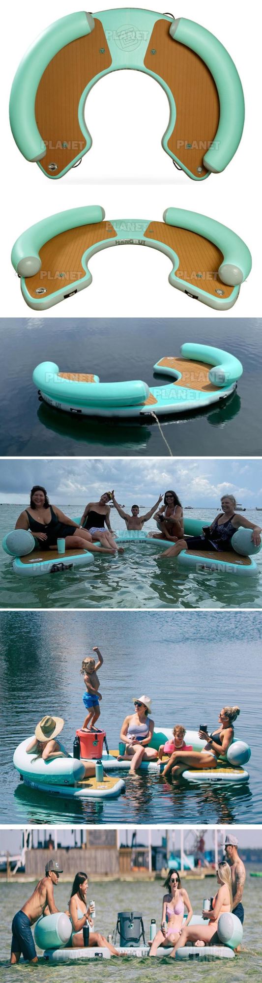 Hot Sale Summer Water Games Inflatable Floating Island Platform Bed Floating U Dock Inflatable Lounge Chair/Sofa