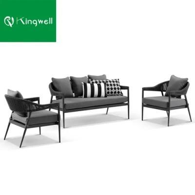 Luxury Design Garden Furniture Waterproof Sofa Aluminum Patio Sets with Rope Weaving
