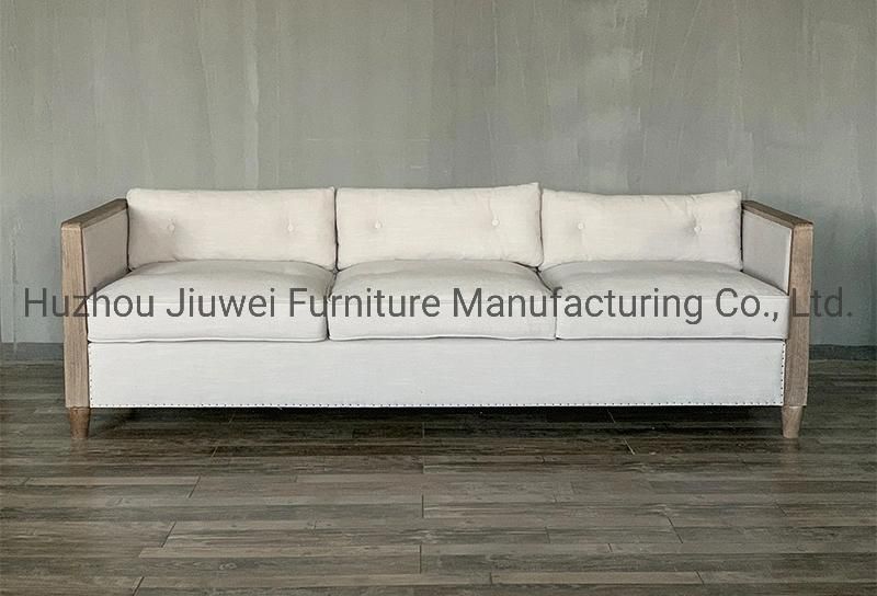 Oak Wooden Frame Linen Modern French Provincial Living Room Furniture Sofa Wedding Lounge Sectional Sofas
