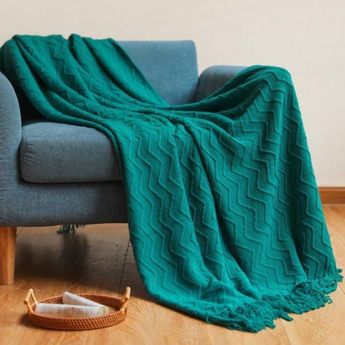 100% Acrylic Knitted Solid Soft Cozy Throw Blanket for Sofa, Couch, Bed, Living Room and Travel (YKY4914)