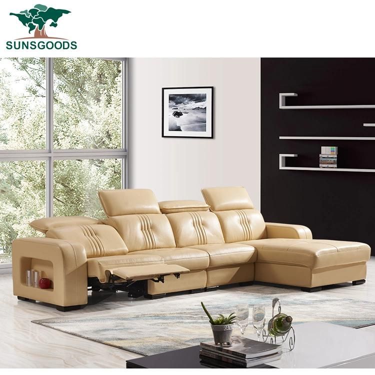 Headrest Foldable and Storage Box High Quality Living Room Furniture Recliner Leatehr Sofa