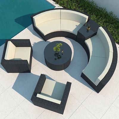 Circular Rattan Sofa Combination Circular Garden Courtyard Sofa Outdoor