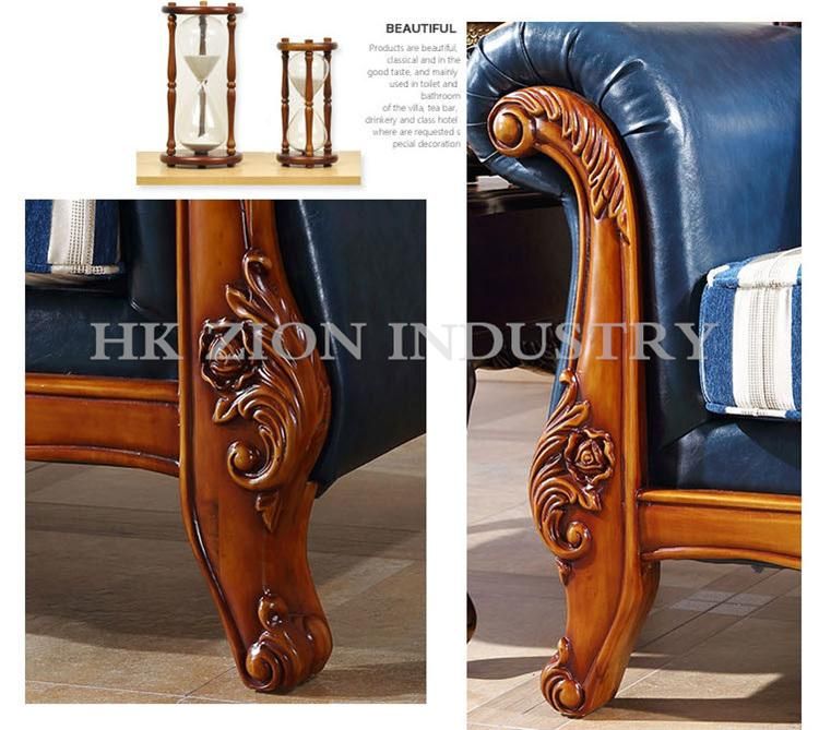 Royal Luxury European Style Living Room Sofa Couches Living Room Furniture Sofa Set Blue Leather Homeliving Furniture Recliner Sofa