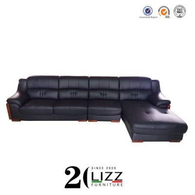 Modern Commercial Hotel Genuine Leather L Shape Corner Sofa