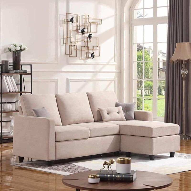 Divani Casa Tawny Modern Fabric Sofa & Ottoman Set Simply Style Living Room Couch