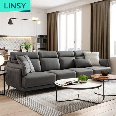 Linsy Nordic 4 Seater Fabric Sectional Couch L Shape Sofa Furniture for Living Room S082