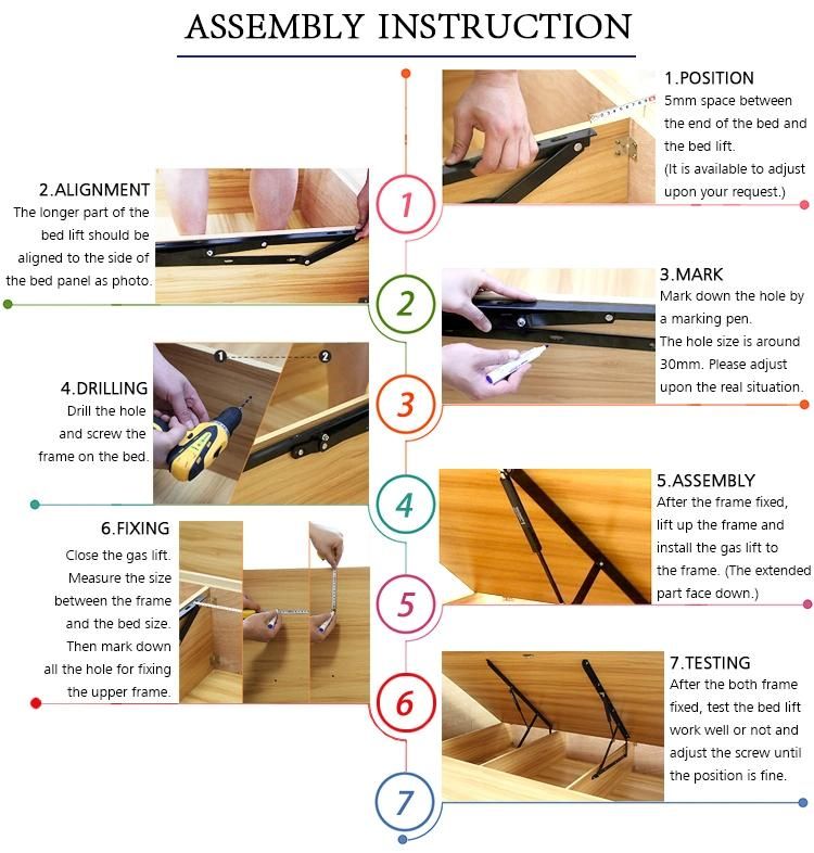 Furniture Fittings Adjustable Bed Lift Hinge Mechanism