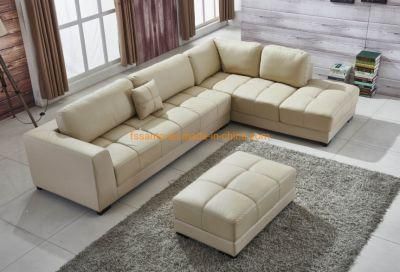 Modern Living Room Home Furniture Corner European Style Top Grain Leather 7 Seater Sectional Sofa