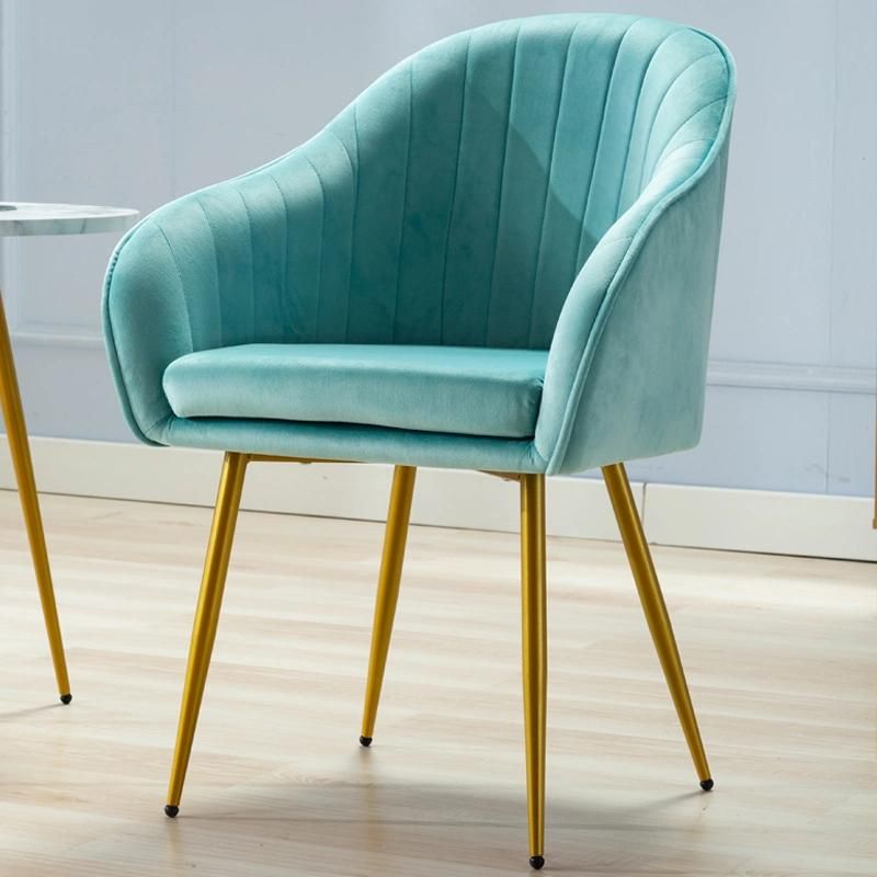 Comfortable Leisure Office Living Room Home Velvet Fabric Copper Plating Metal Legs Sofa Chair