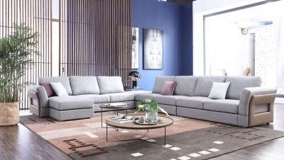Modern L Shape Restaurant Lobby Fabric Living Room Furniture Sofa