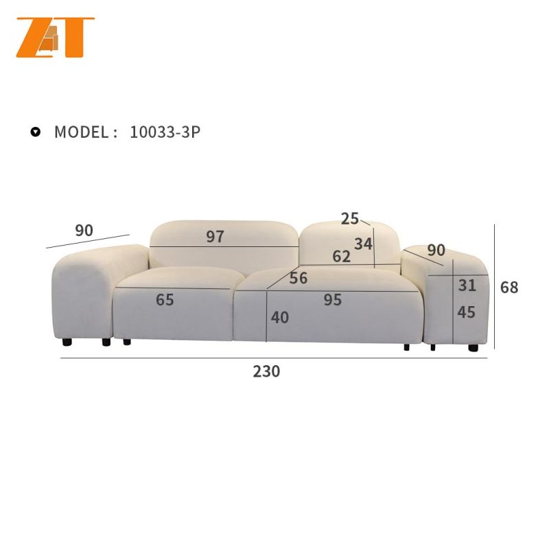 Factory Sale I Shape Fabric Contemporary Sectional Sofa for Living Room