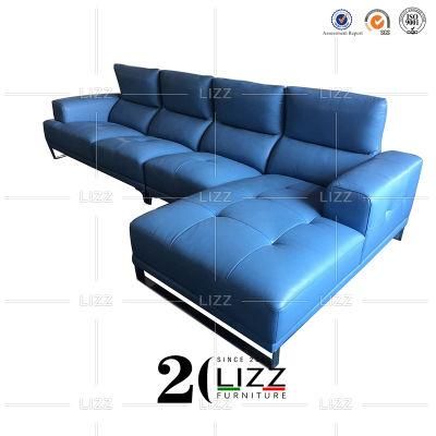 European Modern Leisure Home Living Room Furniture L Shape Genuine Leather Sectional Corner Sofa