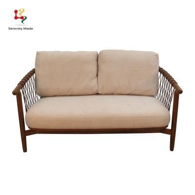 Modernl Design Hotel Furniture Wooden Rope Frame Sofa with Cushions