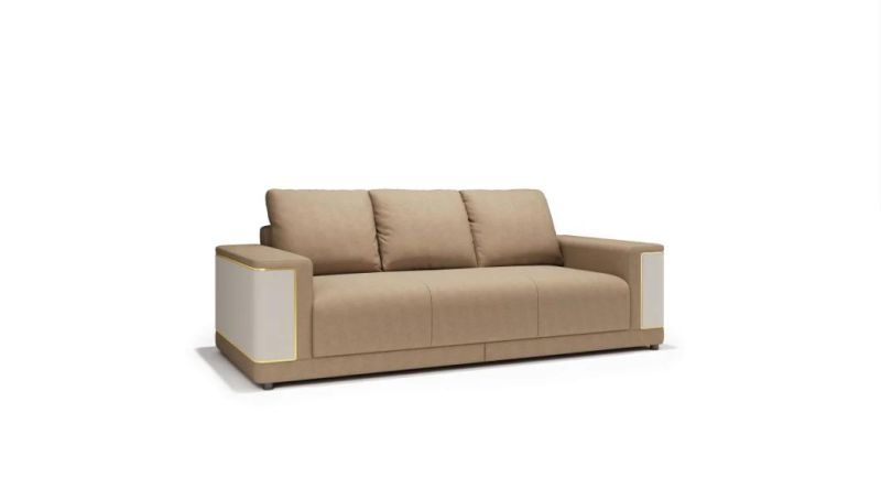 Italian Modern High Quality Stainless Steel Fabric Genuine Nubuck Leather Living Room Sofa Ls023