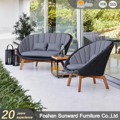 Newest Design Outdoor Chinese Aluminium UV Resistance Leisure Garden Hotel Resort Villa Home Patio Woven PE Wicker Rattan Modern Balcony Sofa