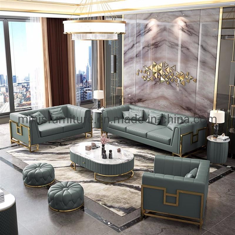 (MN-SF94) Hotel Lounge Living Room Gold Frame Fabric Sofa