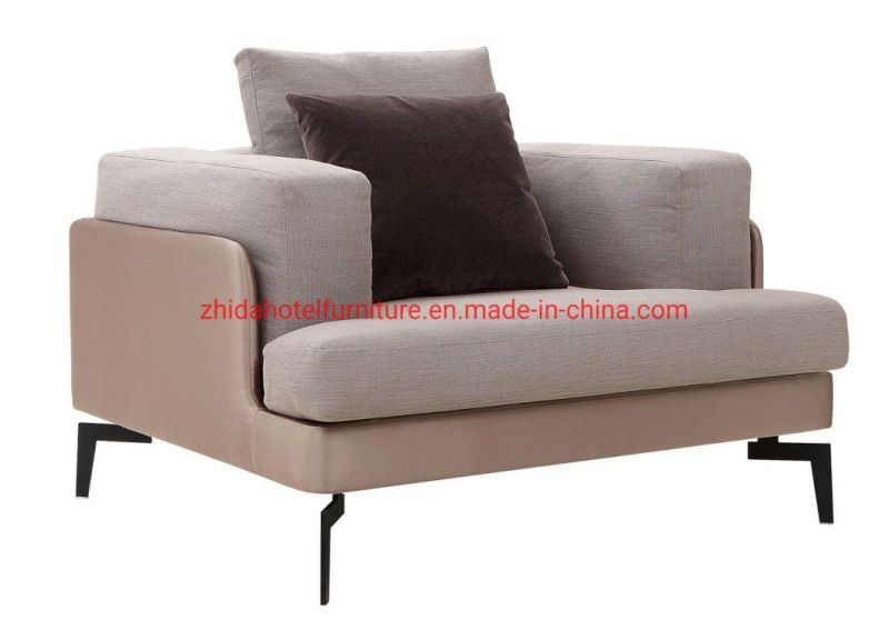 Modern 4 Seat Fabric Leather Cover Living Room Home Wooden Sofa