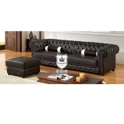 Classic Chesterfield Leather Sofa by Caw Leather with Ottoman