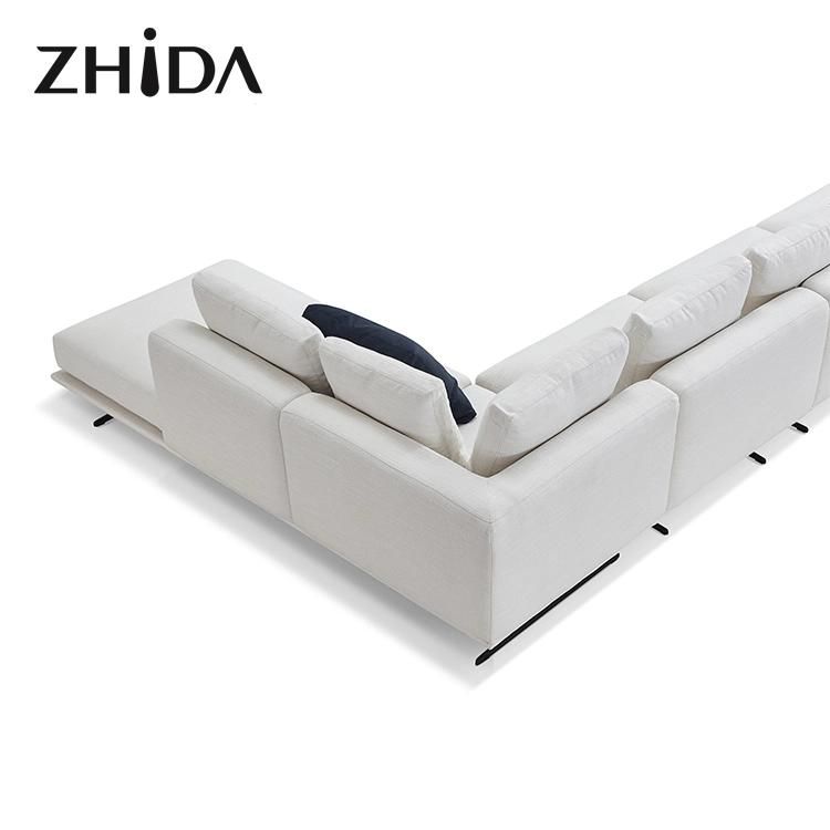 Modern Home Furniture Living Room Comfortable Sectional Sofa Set General Use Metal Leg L Shape Fabric Sofa