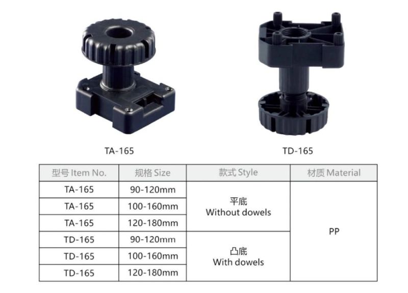 Td165 Adjustable Feet for Uneven Dining Room Floors with Dowelled Base