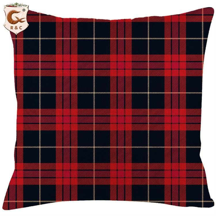 Custom Farmhouse Throw Pillow Cover Red White Christmas Check Plaid Home Sofa Decor Cushion Cover